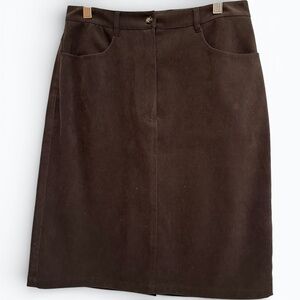 Vintage Talbots Brown Faux Suede Stretch Pencil Skirt Size 6